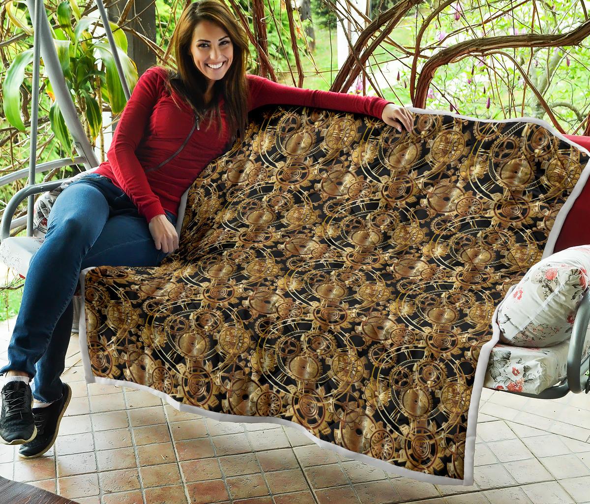 Steampunk Gear Design Themed Print Premium Quilt-JTAMIGO.COM