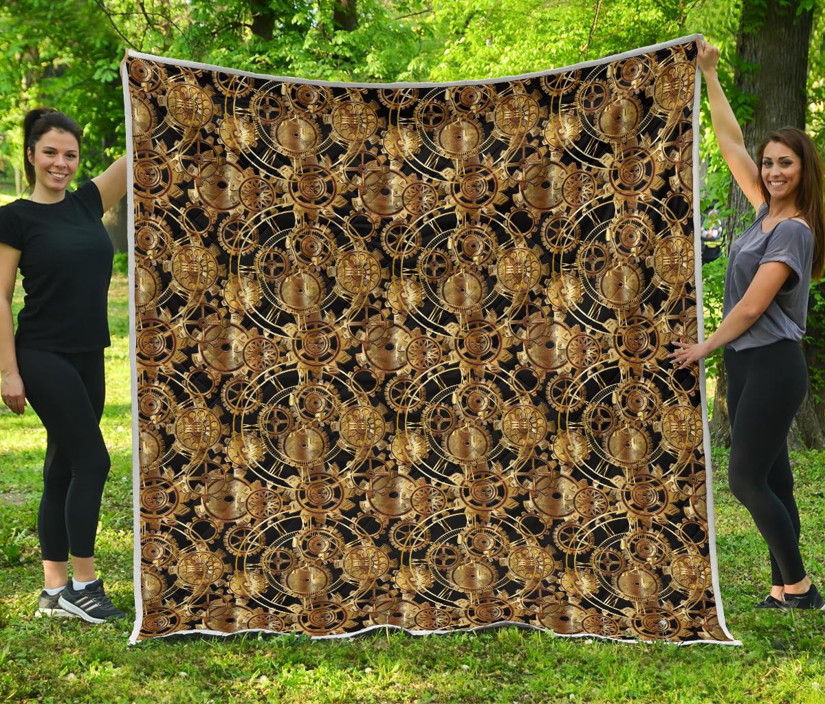 Steampunk Gear Design Themed Print Premium Quilt-JTAMIGO.COM