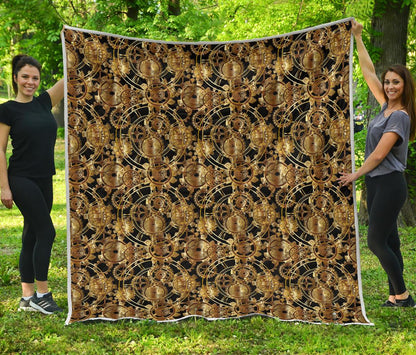 Steampunk Gear Design Themed Print Premium Quilt-JTAMIGO.COM
