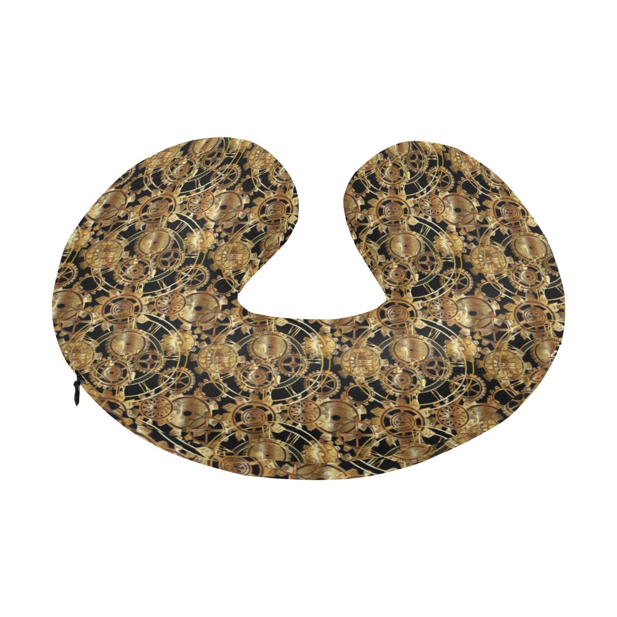 Steampunk Gear Design Themed Print U-Shaped Travel Neck Pillow-JTAMIGO.COM