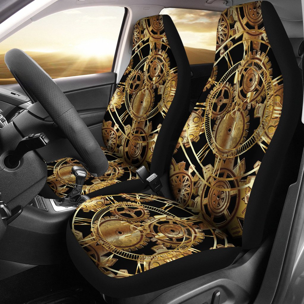 Steampunk Gear Design Themed Print Universal Fit Car Seat Covers