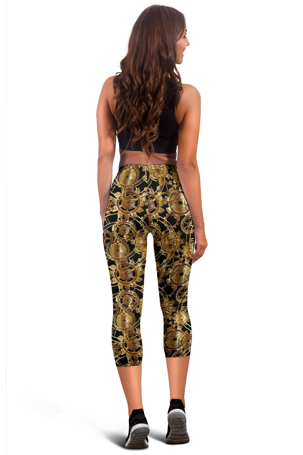 Steampunk Gear Design Themed Print Women Capris