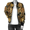 Steampunk Gear Design Themed Print Women Casual Bomber Jacket