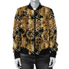 Steampunk Gear Design Themed Print Women Casual Bomber Jacket