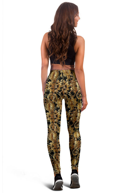 Steampunk Gear Design Themed Print Women Leggings