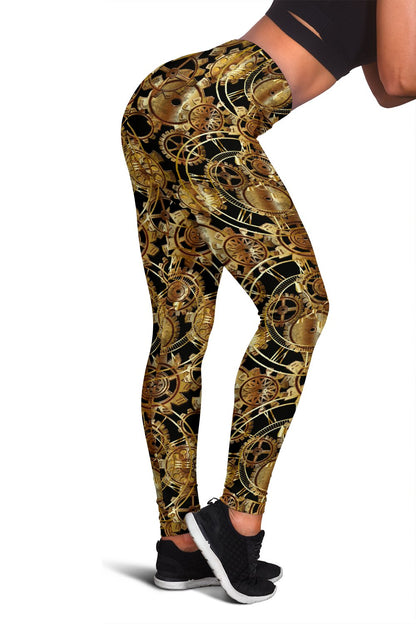 Steampunk Gear Design Themed Print Women Leggings