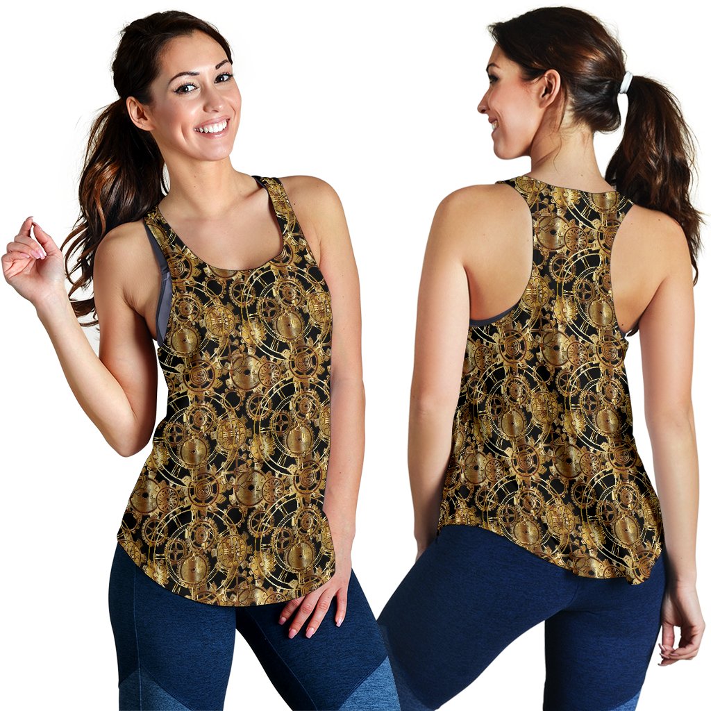 Steampunk Gear Design Themed Print Women Racerback Tank Top