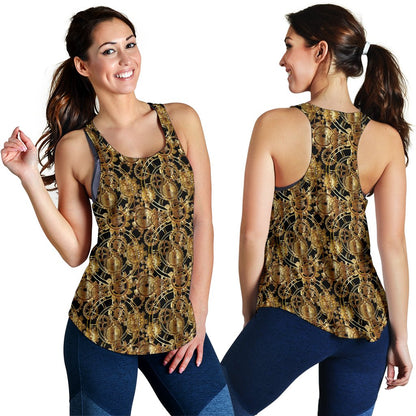 Steampunk Gear Design Themed Print Women Racerback Tank Top