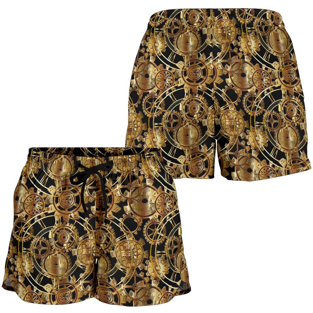 Steampunk Gear Design Themed Print Women Shorts-JTAMIGO.COM