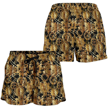 Steampunk Gear Design Themed Print Women Shorts-JTAMIGO.COM
