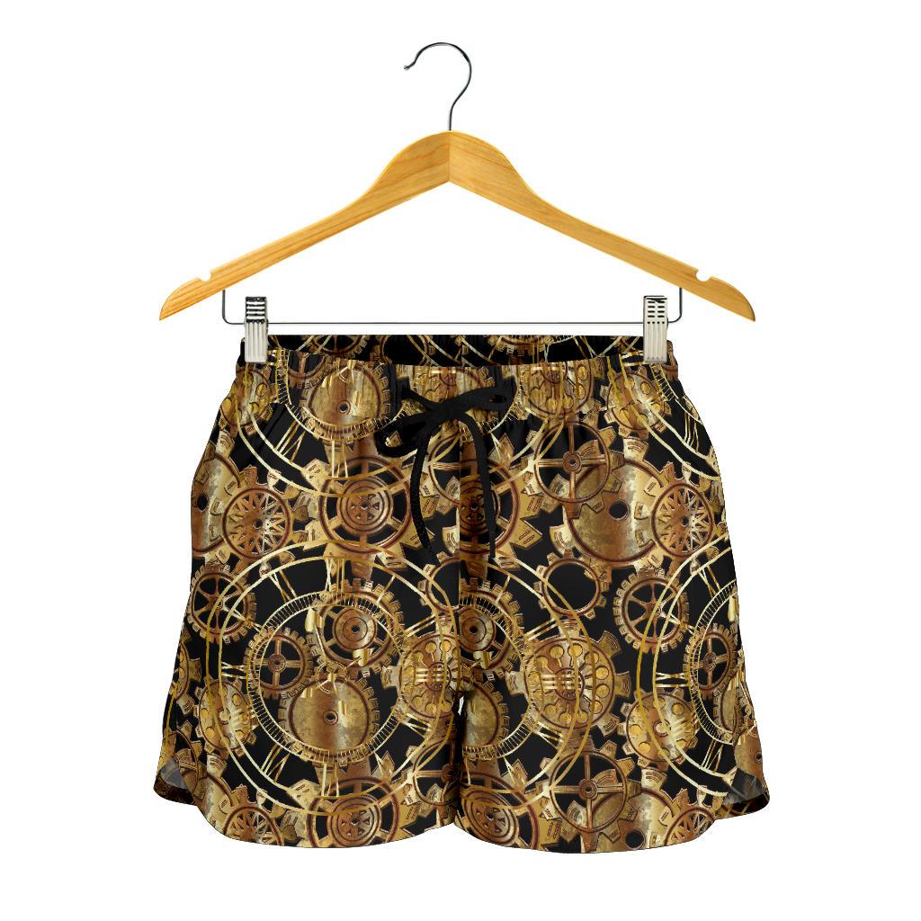Steampunk Gear Design Themed Print Women Shorts-JTAMIGO.COM