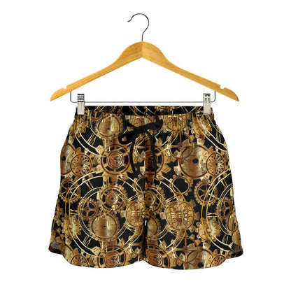 Steampunk Gear Design Themed Print Women Shorts-JTAMIGO.COM