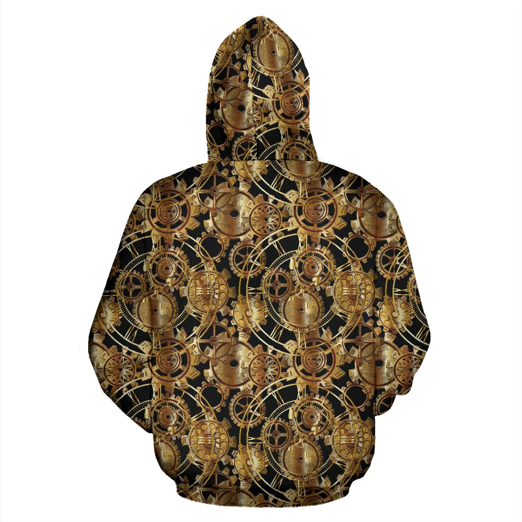 Steampunk Gear Design Themed Print Zip Up Hoodie