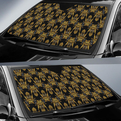 Steampunk Gold Owl Design Themed Print Car Sun Shade For Windshield