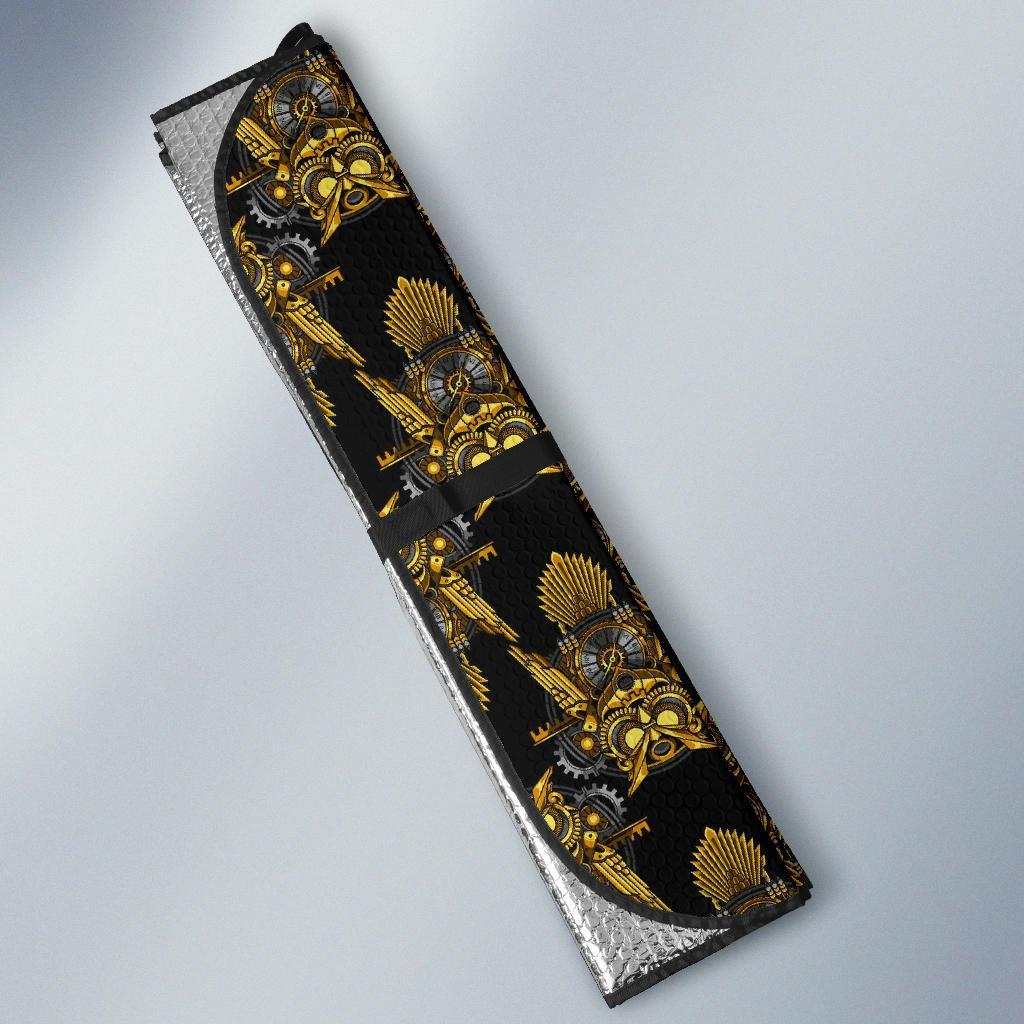 Steampunk Gold Owl Design Themed Print Car Sun Shade For Windshield