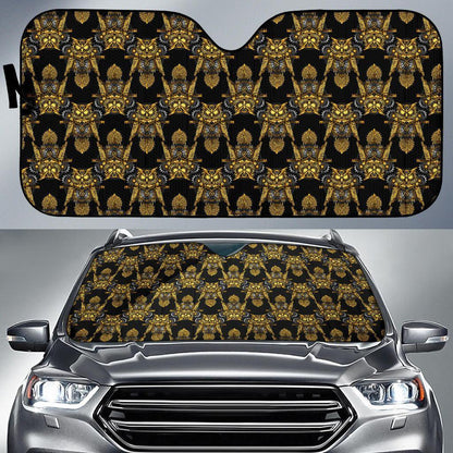 Steampunk Gold Owl Design Themed Print Car Sun Shade For Windshield