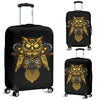 Steampunk Gold Owl Design Themed Print Luggage Cover Protector