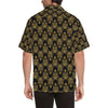 Steampunk Gold Owl Design Themed Print Men Aloha Hawaiian Shirt