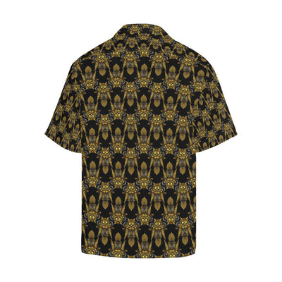 Steampunk Gold Owl Design Themed Print Men Aloha Hawaiian Shirt