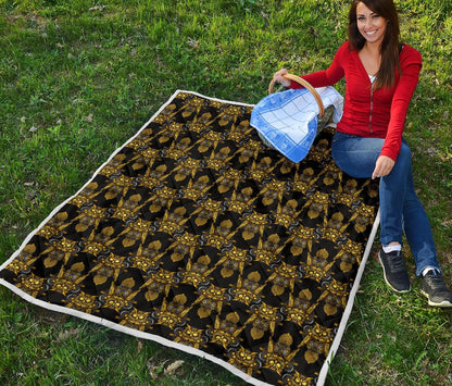 Steampunk Gold Owl Design Themed Print Premium Quilt-JTAMIGO.COM
