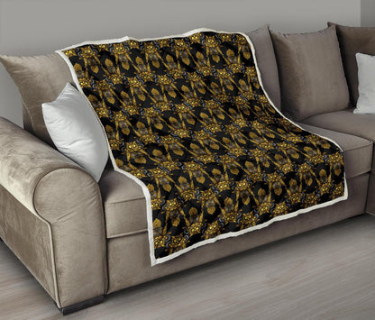 Steampunk Gold Owl Design Themed Print Premium Quilt-JTAMIGO.COM