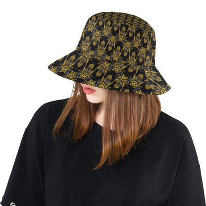 Steampunk Gold Owl Design Themed Print Unisex Bucket Hat