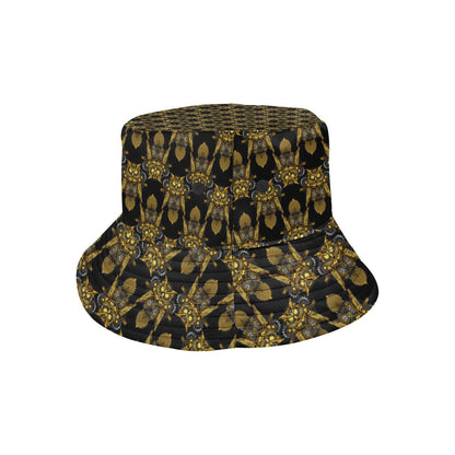 Steampunk Gold Owl Design Themed Print Unisex Bucket Hat