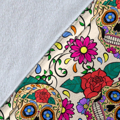 Sugar Skull Colorful Themed Print Fleece Blanket