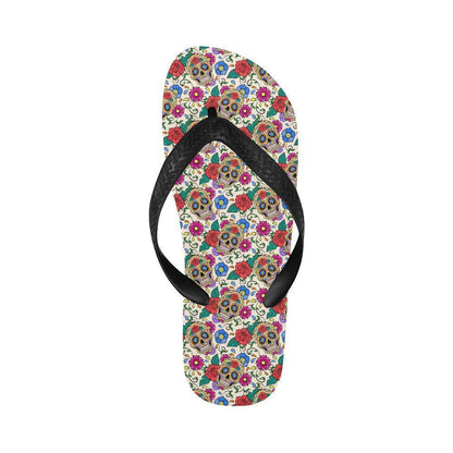 Sugar Skull Colorful Themed Print Flip Flops-JTAMIGO.COM