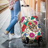Sugar Skull Colorful Themed Print Luggage Cover Protector