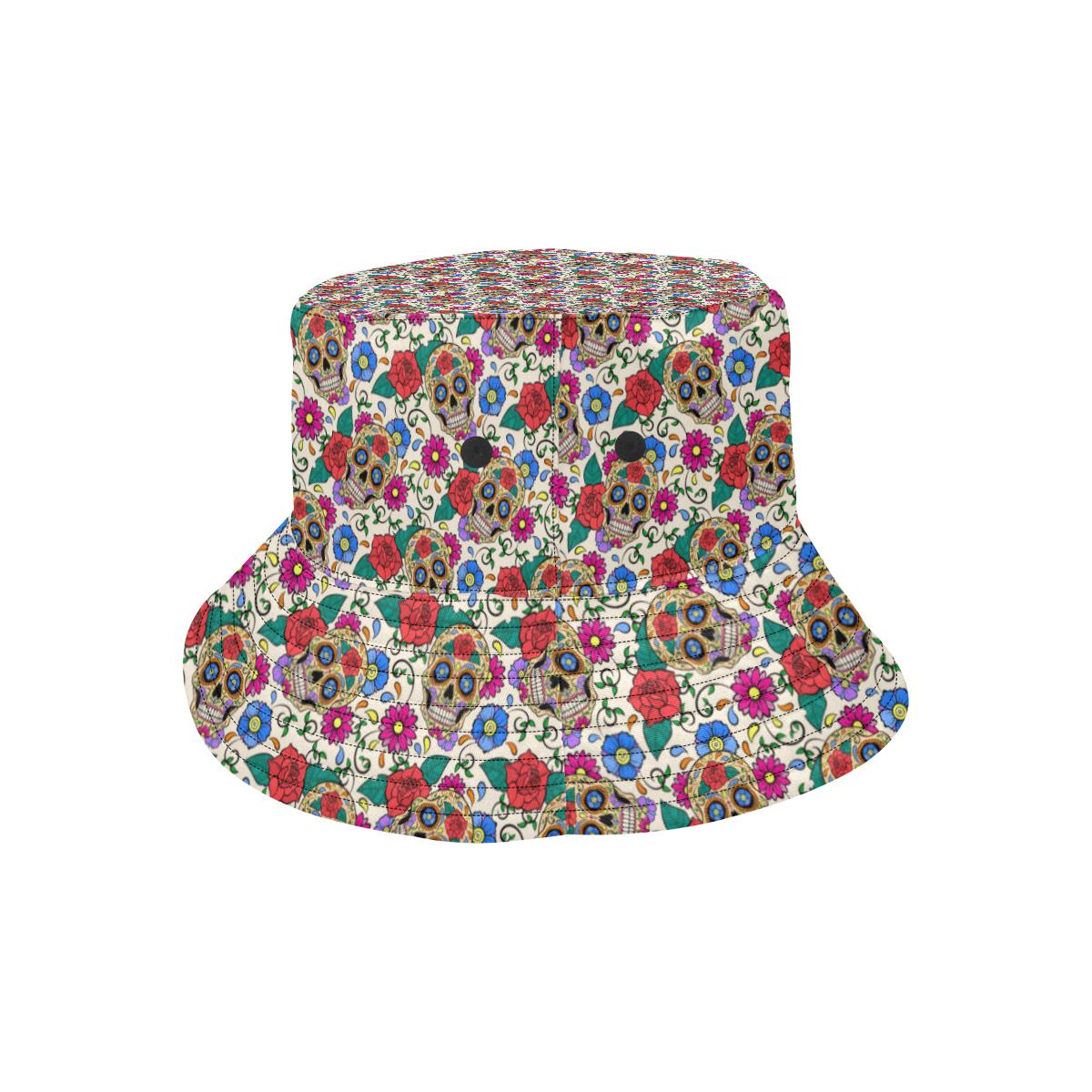 Sugar Skull Colorful Themed Print Unisex Bucket Hat