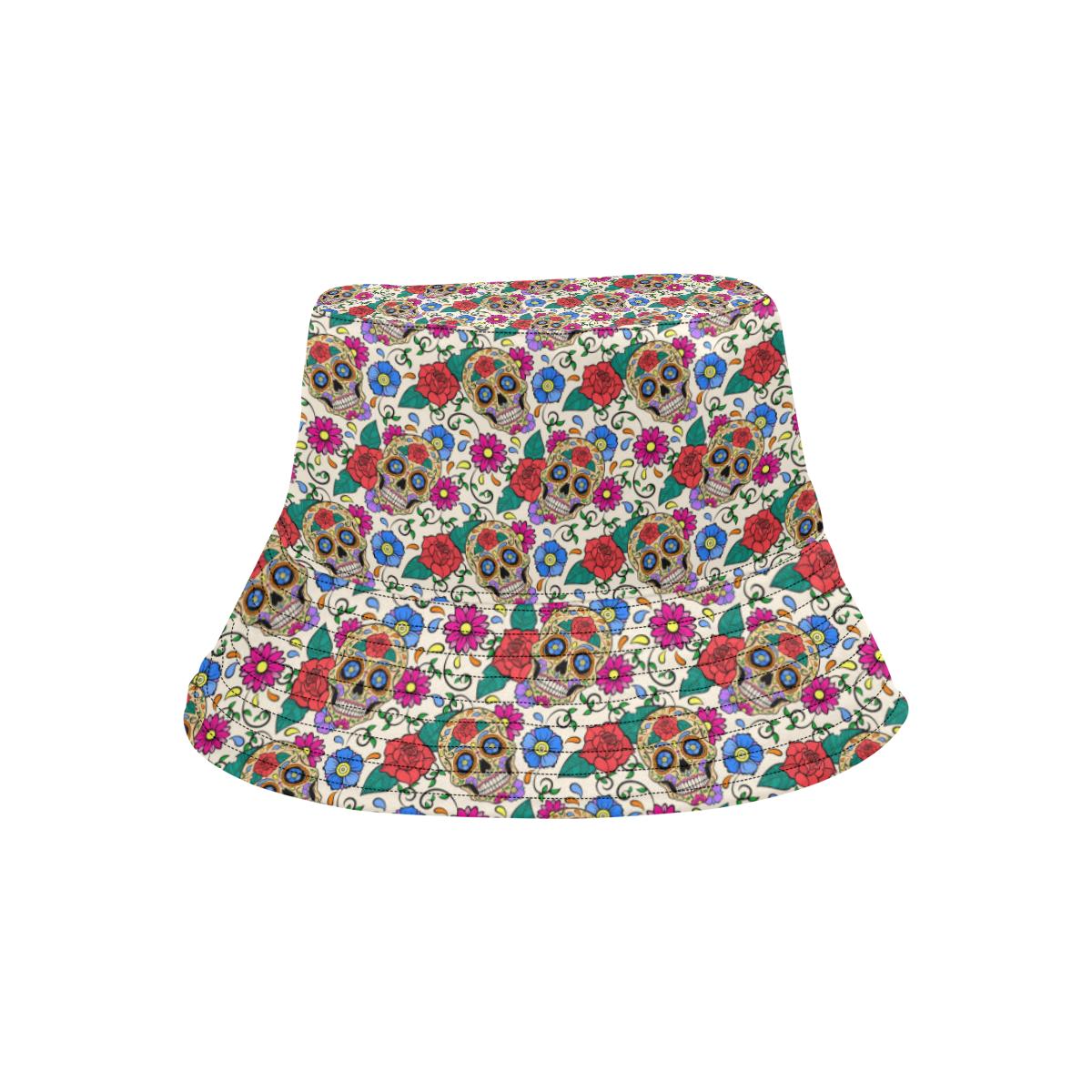 Sugar Skull Colorful Themed Print Unisex Bucket Hat
