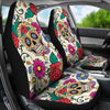 Sugar Skull Colorful Themed Print Universal Fit Car Seat Covers