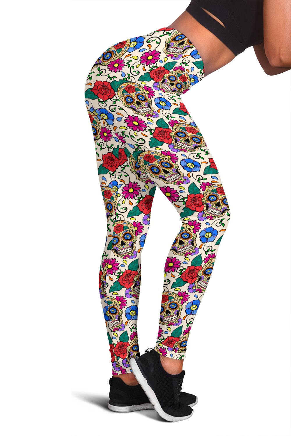 Sugar Skull Colorful Themed Print Women Leggings