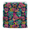 Sugar Skull Floral Design Themed Print Duvet Cover Bedding Set