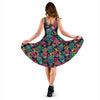 Sugar Skull Floral Design Themed Print Sleeveless Dress