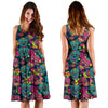 Sugar Skull Floral Design Themed Print Sleeveless Dress