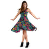 Sugar Skull Floral Design Themed Print Sleeveless Dress