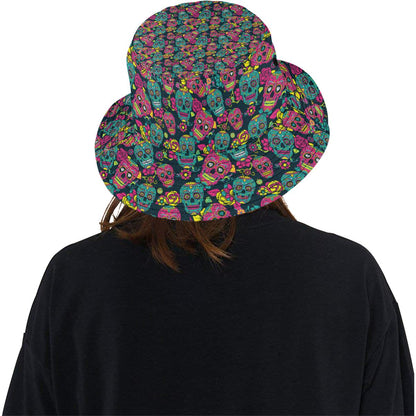 Sugar Skull Floral Design Themed Print Unisex Bucket Hat