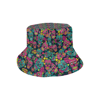 Sugar Skull Floral Design Themed Print Unisex Bucket Hat