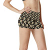 Sugar Skull Flower Design Themed Print High Waisted Spandex Shorts-JTAMIGO.COM