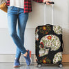 Sugar Skull Flower Design Themed Print Luggage Cover Protector