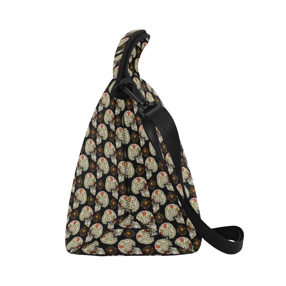 Sugar Skull Flower Design Themed Print Neoprene Lunch Bag (Model 1669)(Large)-JTAMIGO.COM