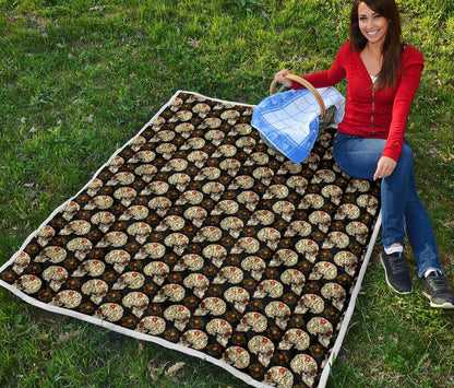 Sugar Skull Flower Design Themed Print Premium Quilt-JTAMIGO.COM