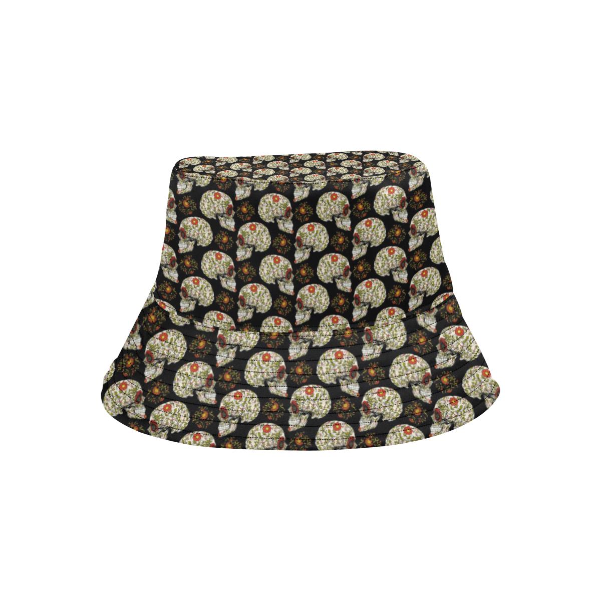 Sugar Skull Flower Design Themed Print Unisex Bucket Hat