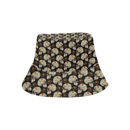 Sugar Skull Flower Design Themed Print Unisex Bucket Hat
