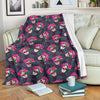 Sugar Skull Pink Rose Themed Print Fleece Blanket