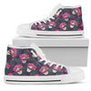 Sugar Skull Pink Rose Themed Print Women High Top Shoes