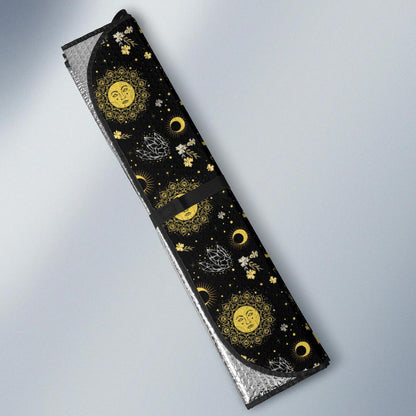Sun Moon Golden Design Themed Print Car Sun Shade For Windshield