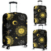 Sun Moon Golden Design Themed Print Luggage Cover Protector